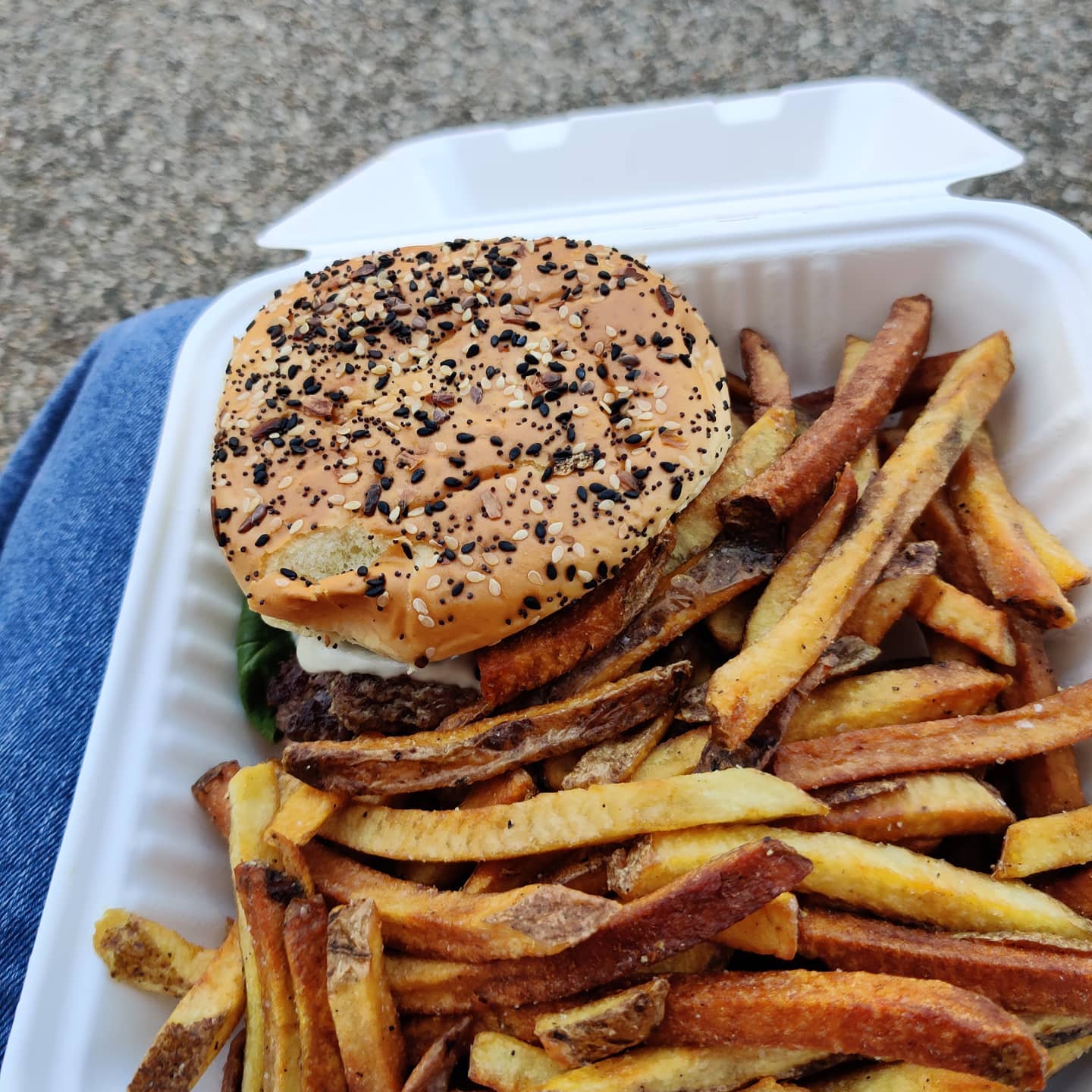 Burger and fries from a Louisville-area food truck