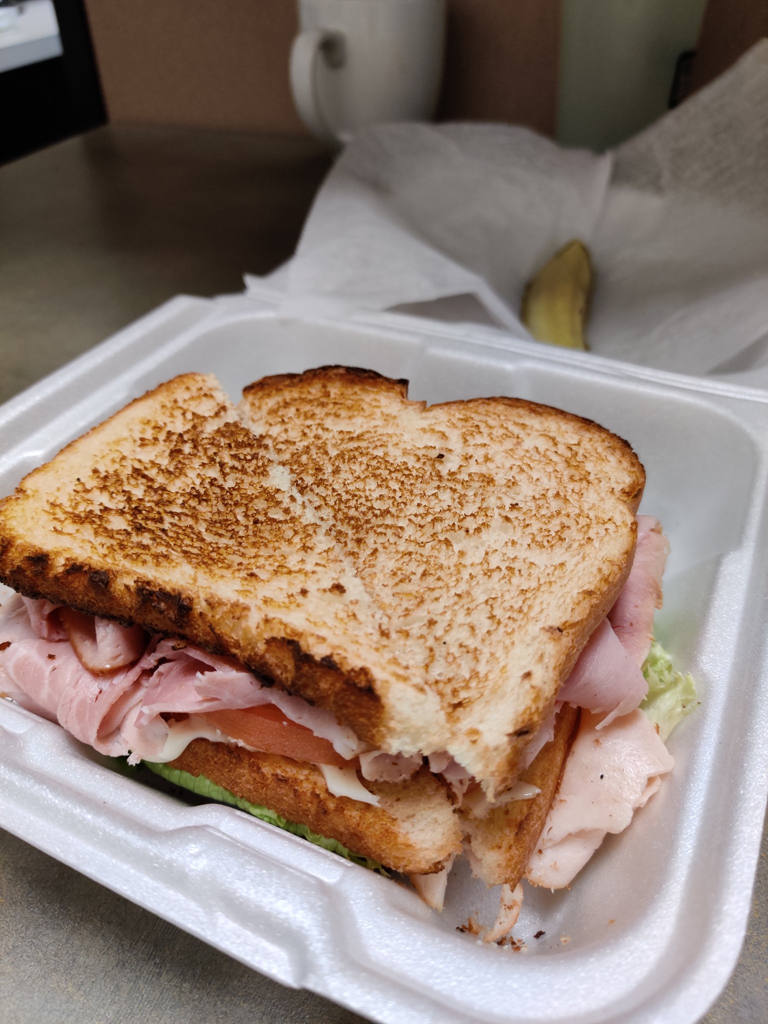 Grilled club sandwich from a local food truck